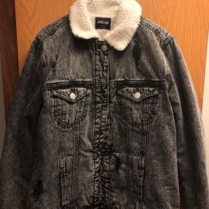 Women’s Sherpa Black Jean Jacket